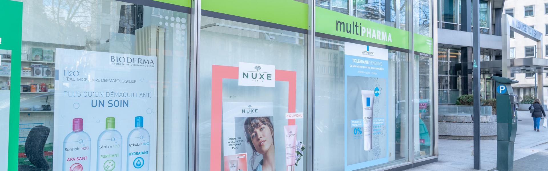 window stickering Nuxe, pharma sector, merchandising